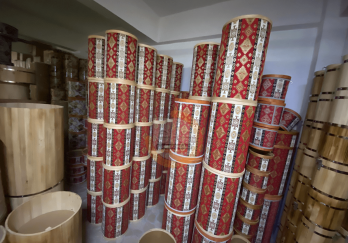 Kilim Desen Ahşap Kova